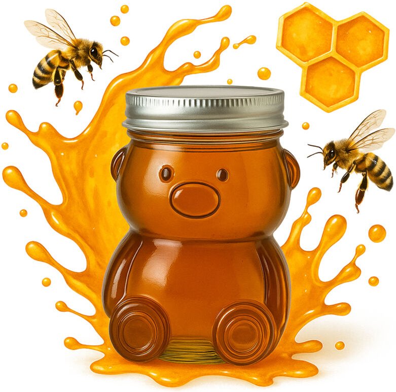 Glasgefäß in Teddybärform, 300 ml, Behälter für Honig, Marmelade, Gewürze, Geschenk