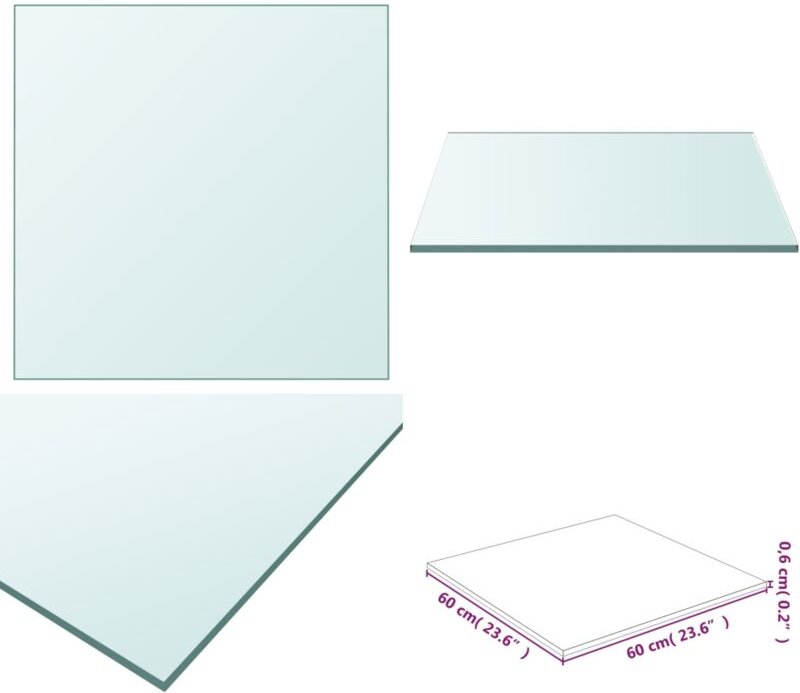 Tischplatte Transparent 60x60 cm Hartglas - Vidaxl