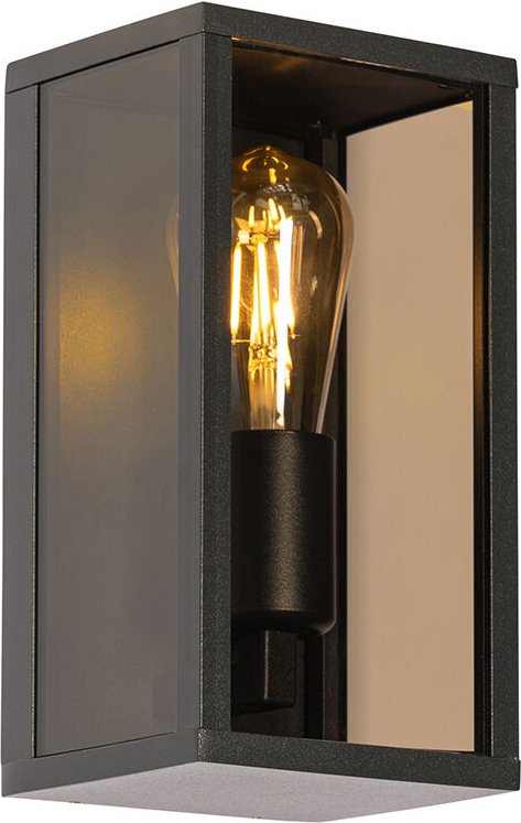 Außenwandleuchte schwarz mit Rauchglas 26 cm IP44 - Charlois