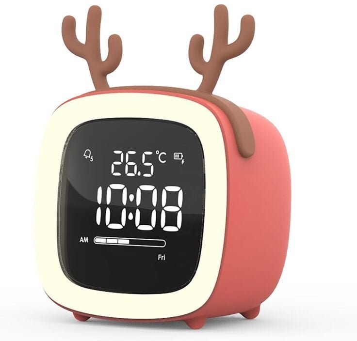 LED-Digitalwecker, intelligenter Wecker für Kinder, elektronische LED-Uhr mit Nachtlicht und süßen Ohren, 12/24-Stunden-...