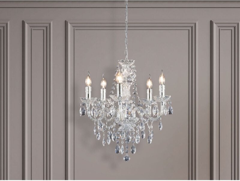 Led Kronleuchter 5-flammig Silber Chrom mit Acryl Kristall ø 52cm