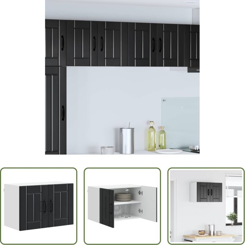 vidaXL Küchenorganisation - Küchenwandschrank mit Tür Schwarz 60 x 31 x 40 cm Holzwerkstoff