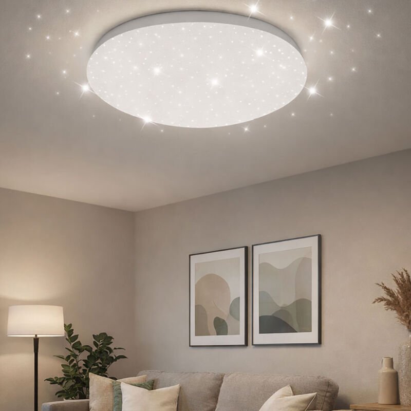V-tac - led Deckenleuchte Deckenlampe Wohnzimmerleuchte Sternenhimmel Effekt, Metall, weiß, 24W 1680lm 4000K, d x h 33 x...