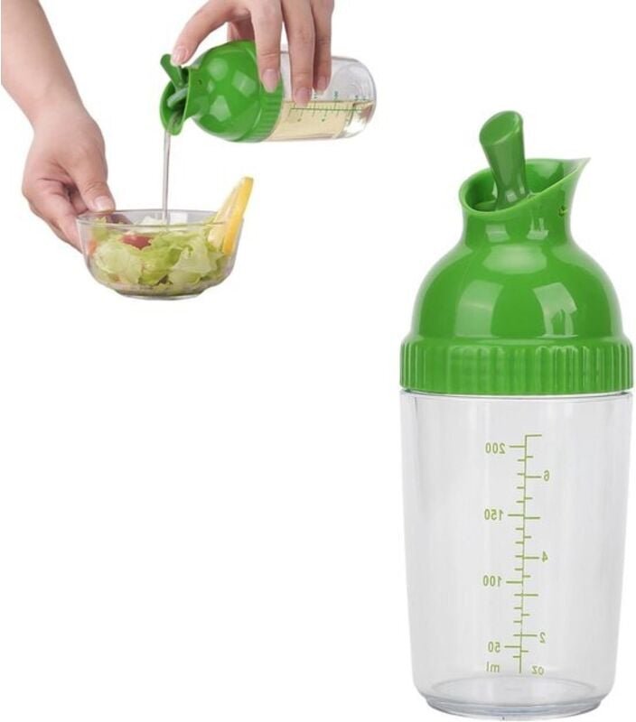 200-ml-Salatdressing-Shaker - Sojasaucen-, Essig-, Öl- und Gewürzglas mit Deckel - Auslaufsichere Messflaschen aus Kunst...