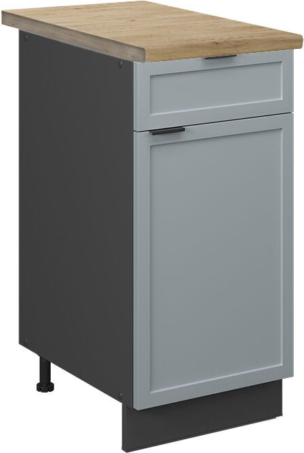 Küchenunterschrank Fame-Line, Hellblau-grau, 40 cm , AP Eiche, Vicco