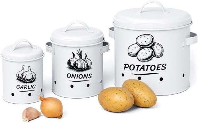 Aufbewahrungsboxen fur kartoffeln zwiebeln und knoblauch - 3er set