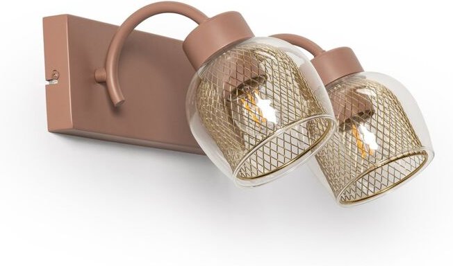 Wandleuchte Metall und Glas Aziel 2 Strahler Make-up Rosa