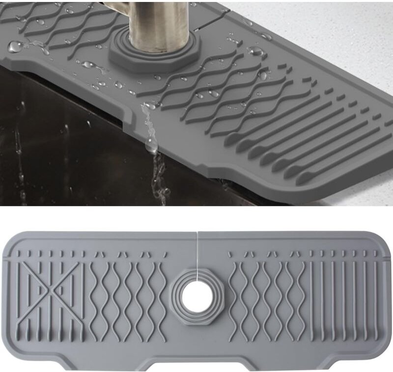 Silikon-Armaturenmatte, Spritzschutz für Spültischarmaturen, Tropfschutzschale für Armaturengriffe, Küchenarbeitsplatten...