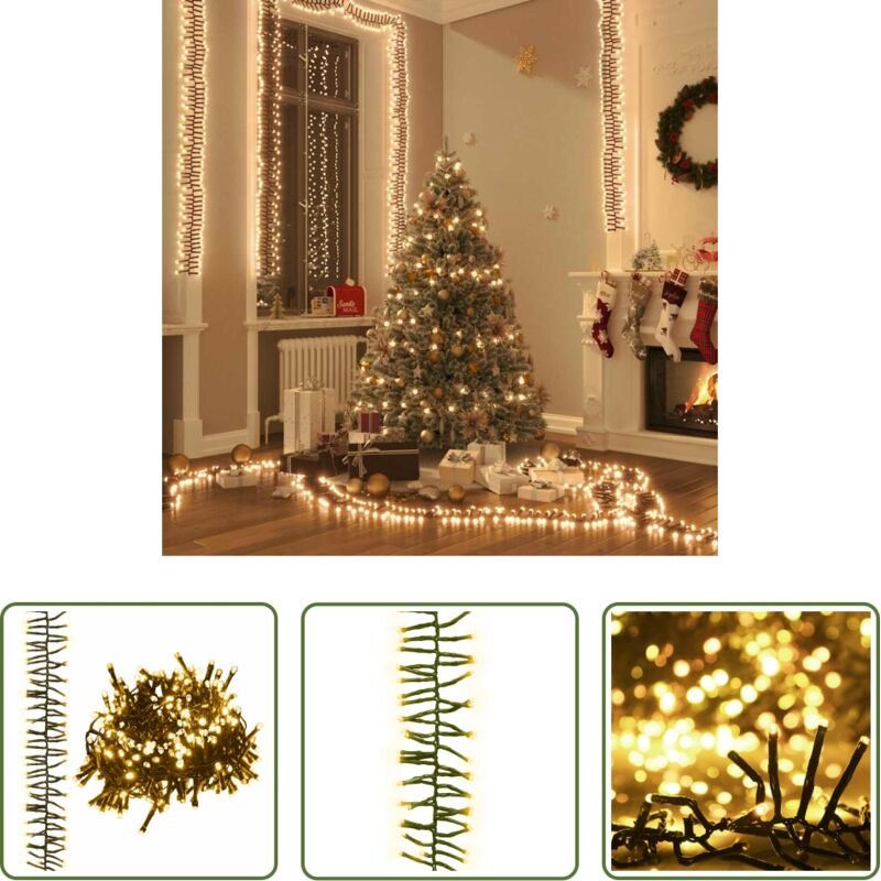 vidaXL Warmes Licht - LED-Lichterkette mit 400 LEDs Warmweiß 7,4 m PVC