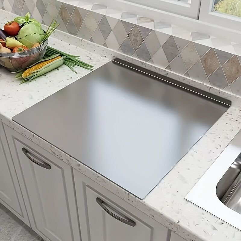 Küchenschneidebrett aus Edelstahl 304, leicht zu reinigen, zum Ausrollen von Teig, Zubereiten von Speisen, Backen und al...