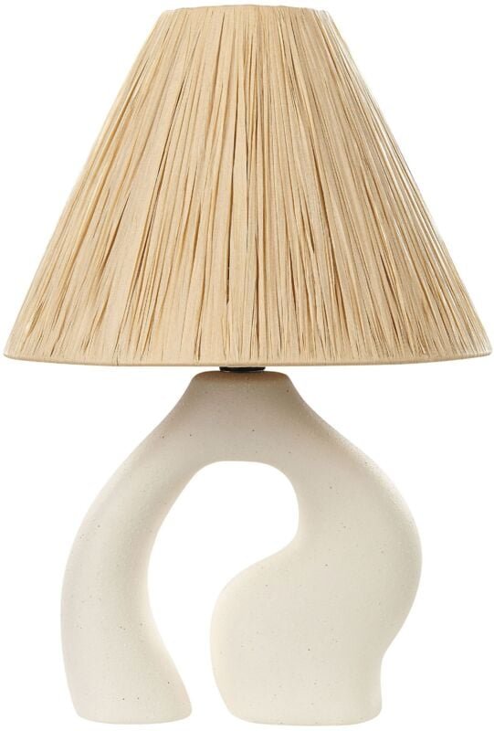 Tischlampe Weiß Keramik 42 cm Organische Form Papierschirm Kegelform Natürlich Kabel mit Schalter Modern Skandinavisch B...