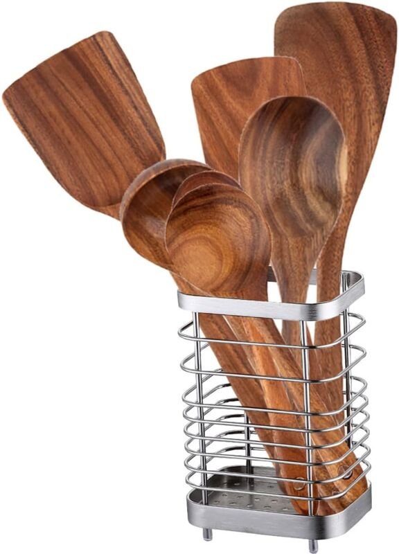 Küchenutensilienhalter aus Edelstahl, Besteck-Utensilienhalter, Theken-Organizer, Aufbewahrung und Organisation von Rest...