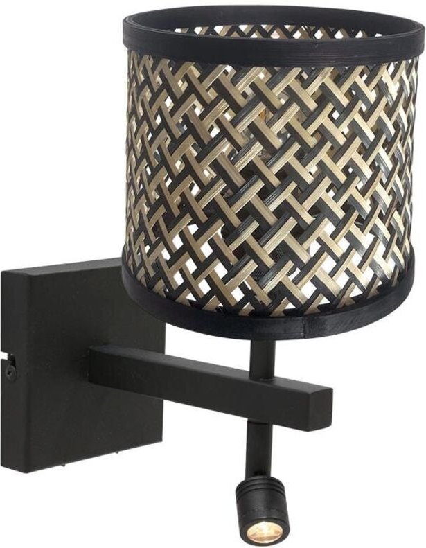 Wandleuchte - Stang - schwarz - bambus metall - - Steinhauer