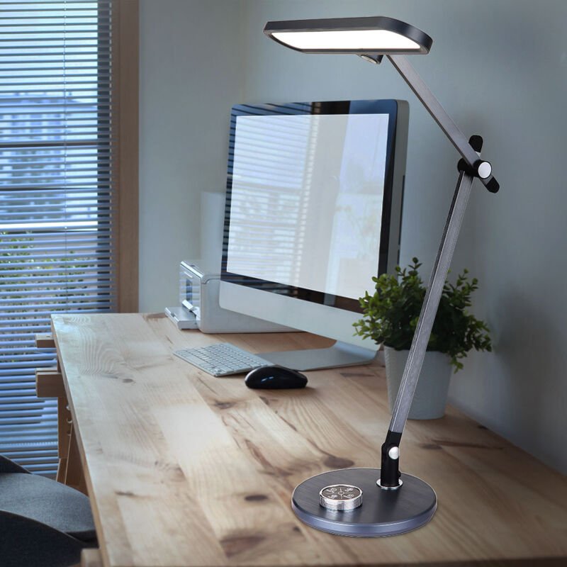 Tischlampe Schreibtischleuchte Tischleuchte Wohnzimmerlampe Leseleuchte Schlafzimmerlampe, Aluminium Kunststoff grau, di...