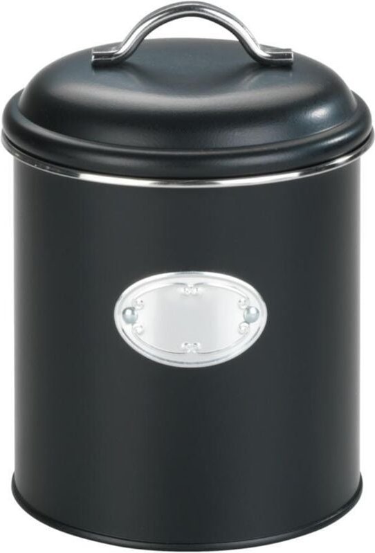 Wenko - Aufbewahrungsdose Nero 1,6 l, mit luftdichtem Verschluss, Schwarz, pulverbeschichtetes Metall schwarz, verchromt...
