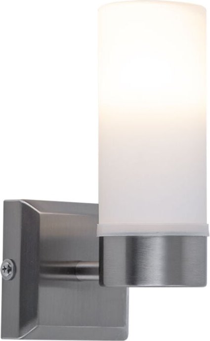 Thumbnail - Wandleuchte Glas IP44 Badezimmerleuchte Opalglas Wandlampe Badezimmer, Metall nickel-matt, 1x E14 Fassung, HxT 18,5x11,5...
