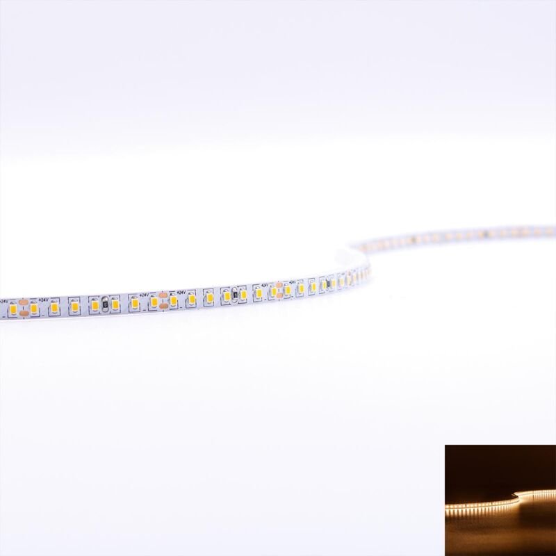 Strip 24V LED Streifen 5M 8W/m 224LED/m 5mm - Lichtfarbe: Warmweiß 3000K - Schutzart: IP20