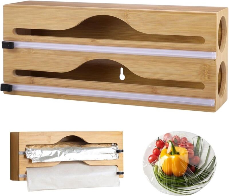 Aluminiumfolien- und Frischhaltefolienspender, Lebensmittelverpackungsspender 33x14x7cm, Kunststofffolienspender, Kapsel...