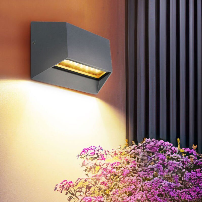 Thumbnail - Außenleuchte Fassadenlampe Wandlampe anthrazit Balkonleuchte Wandleuchte, led 12 Watt 1093Lm warmweiß, BxHxT 7,5x18,7x8,...