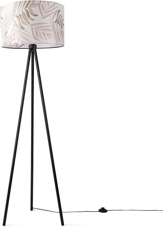 Paco Home Stehlampe Wohnzimmer Schlafzimmer Lampenschirm Stehleuchte Beige Palme Stoff Grün (Ø45.5cm), Stehleuchte - Sch...