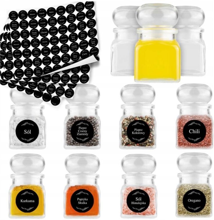 20 Gläser für Gewürze, Kerzen, Kräuter, Honig (120 ml) + 252 Aufkleber/Etiketten