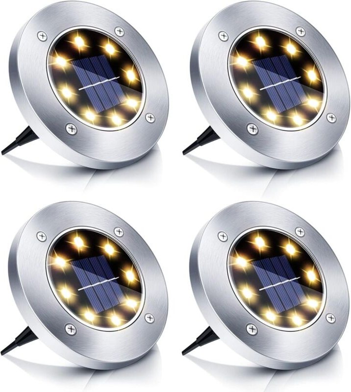 Solar-Gartenleuchte, 4er-Pack LED-Solar-Gartenleuchten, IP65 wasser- und hitzebeständig, weiß
