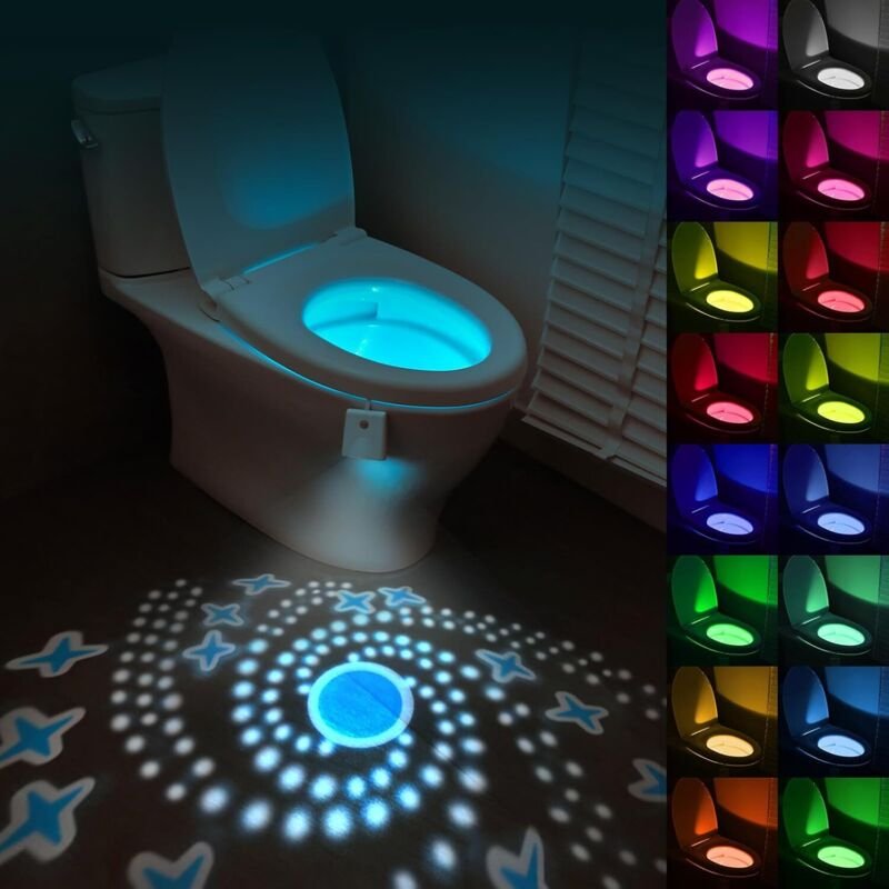 LED-Toilettenleuchte, 16 Farben, WC-Licht im Inneren der Toilette mit Bewegungssensor, wasserdicht und wiederaufladbar, ...