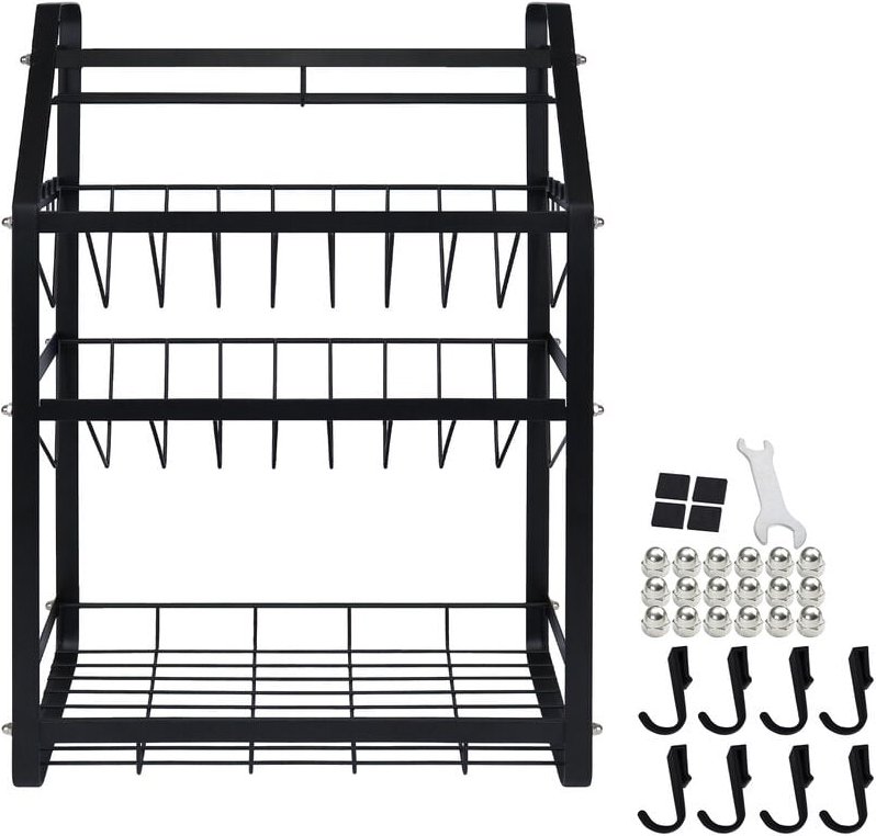 Aquarium-Kühler Kühlgebläse Gewürzregal 4 Etagen Küchenregal aus Metall mit 8 Haken Ohne Bohren Spice Rack Küchenarbeits...