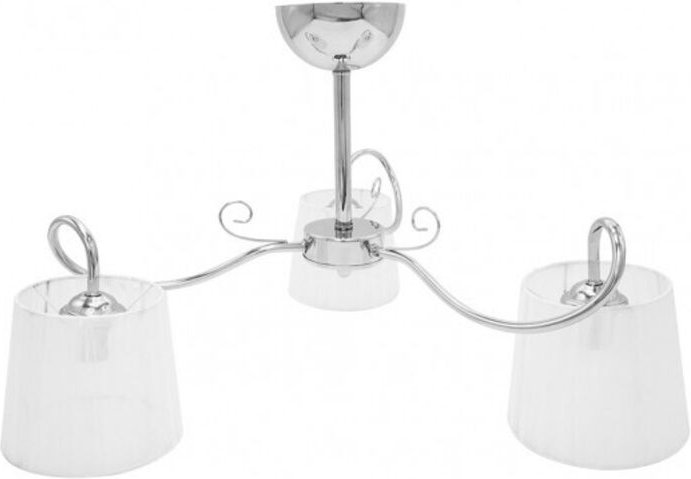 Kronleuchter de 3 Leuchten mit weißem Lampenschirm, Modell Cuzco chrom Fabrilamp