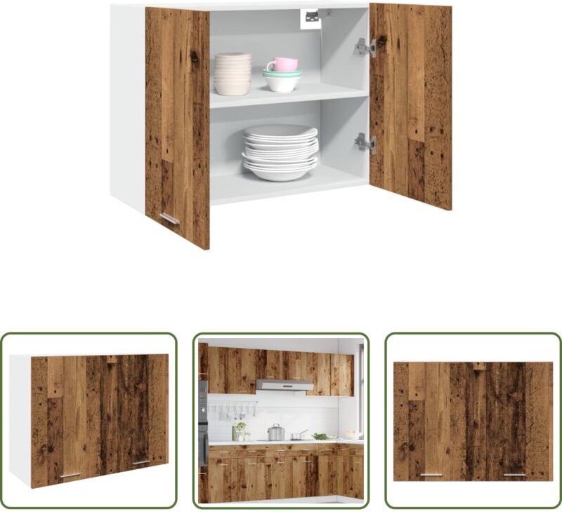 Küchenmöbel - Hängeschrank Lyon Altholz-Optik 80x31x60 cm Holzwerkstoff