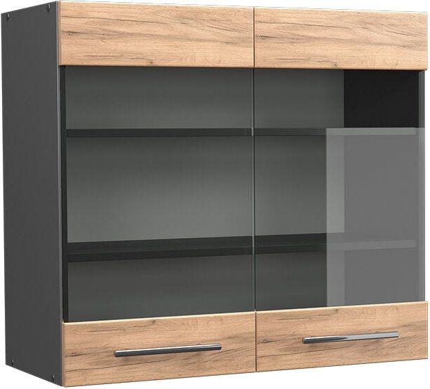 Vicco - Küchenglasschrank Fame-Line, Goldkraft Eiche, 80 cm