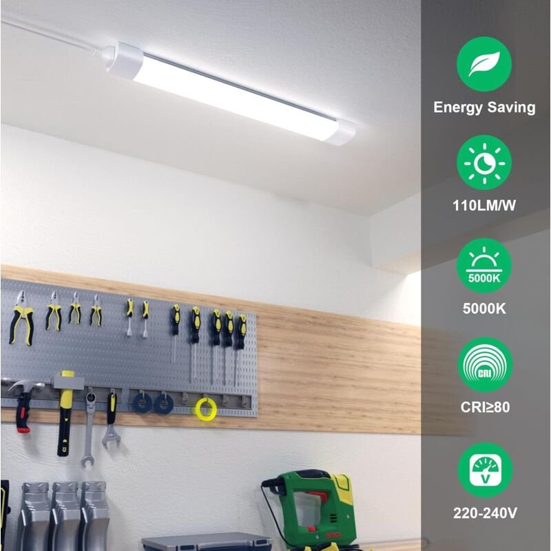 LED Feuchtraumleuchte Modlicht 60cm Deckenleuchte Röhre 18W Wandleuchte Kalteweiß 5000K IP65 Wasserdicht Feuchtraumlampe...