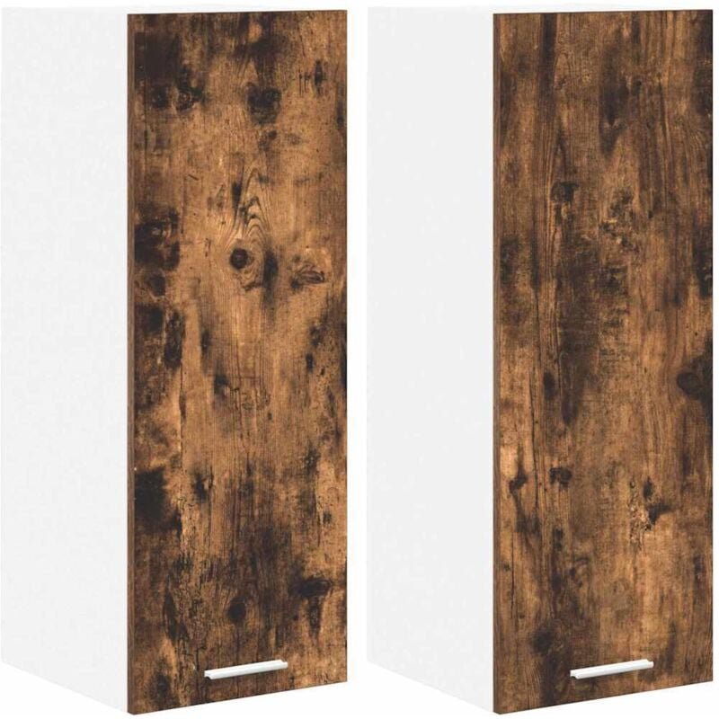 Hängeschrank mit Regal Riga 2 pcs Geräucherte Eiche und Weiß vidaXL