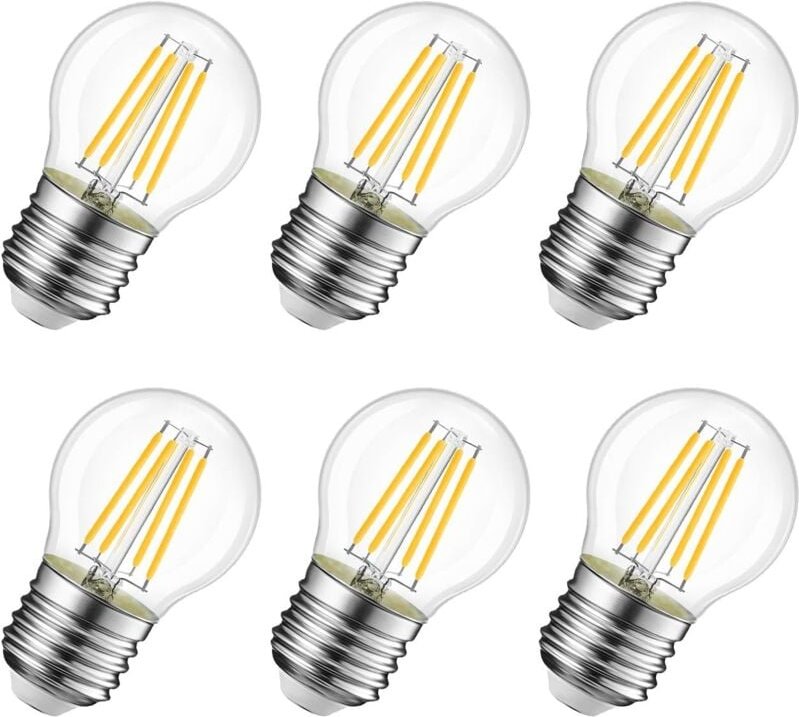 4W LED-Glühlampe E27 G45, entspricht 40W Glühlampe, 470Lm 2700K Warmweiß, Vintage-Edison-Glühbirne, nicht dimmbar, 6er-P...