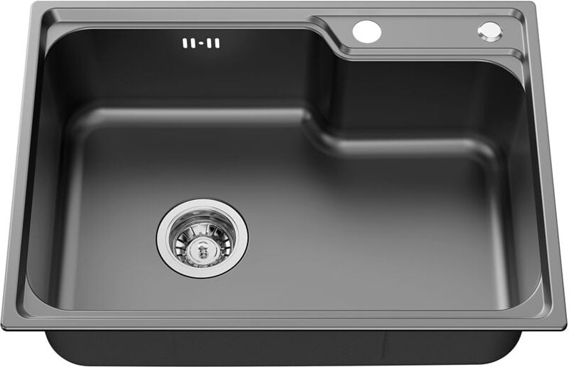 Edelstahl Küchenspüle 62 x 45 cm Waschbecken Einbauspüle Spülbecken mit 2 Montagelöcher, Nano-Schwarz Oberflächenbehandl...
