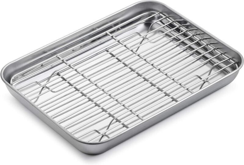 Edelstahl-Grillplatte mit Rost, 40 × 30 × 2,5 cm, spülmaschinenfest, für den privaten und gewerblichen Gebrauch, 1 Stück