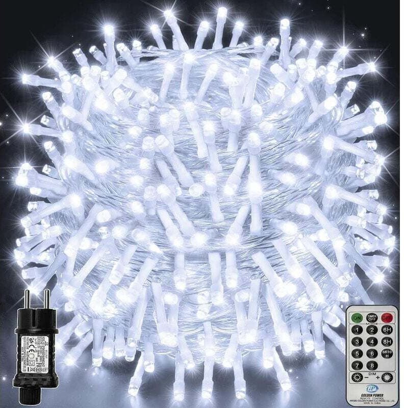 Luci fatate, 100 m, 1000 LED, luci di Natale impermeabili IP44 con telecomando e timer, 8 modalità, decorazione per fest...