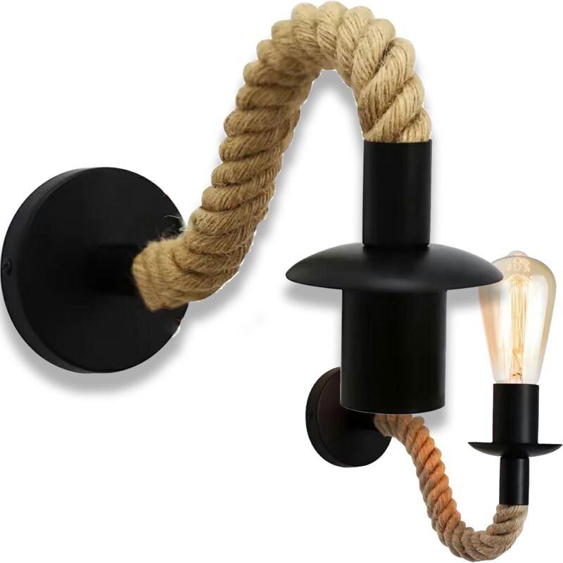 Dekorative Wandleuchte aus Juteseil, E27, Loft-Boho-Industrie-Stil