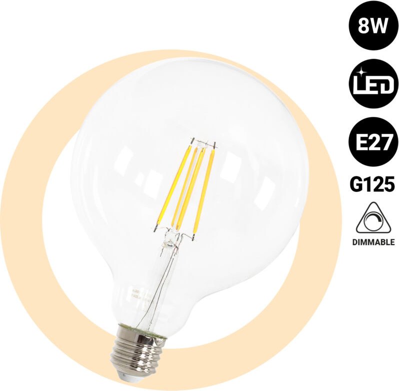 LED-Glühbirne Globe Filament - E27 G125 - 8W - Dimmbare