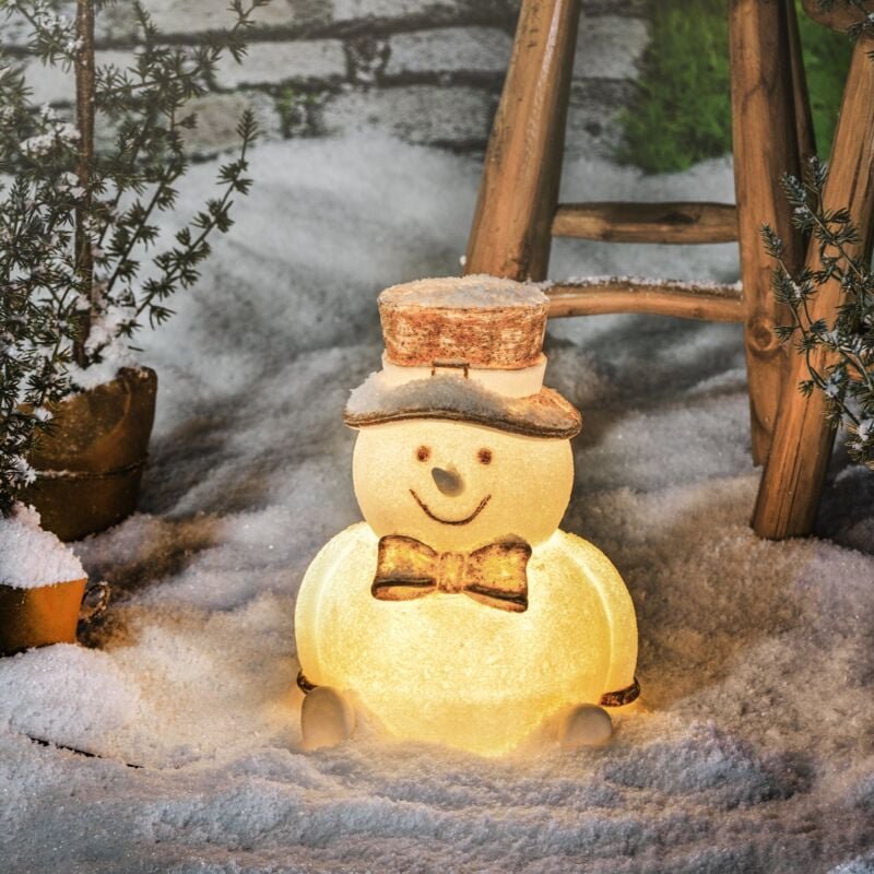 Thumbnail - Solarleuchte Schneemann fred mit Hut H=29cm Gartenfigur Gartendeko 102686 - Esotec