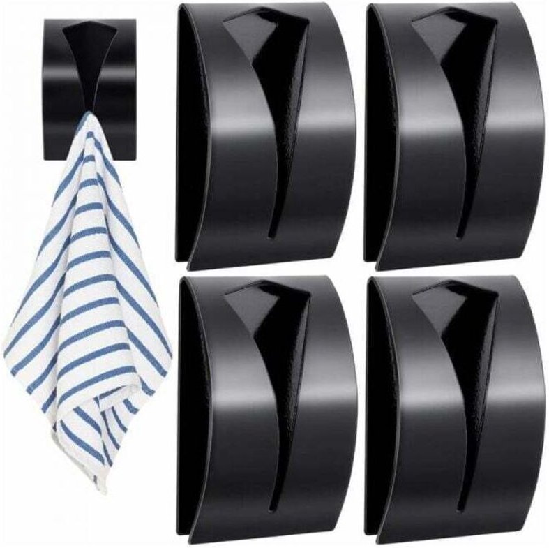 Paquete de 4 toalleros autoadhesivos de acero inoxidable para cocina, sin necesidad de taladrar, para montaje en pared.