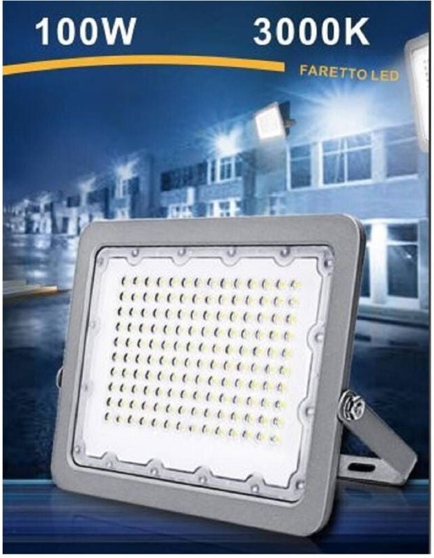 Trade Shop Traesio - Trade Shop - LED-Strahler 100W Ultra Slim Outdoor Grau IP65 Licht 6500K 4000K 3000K FS100 -