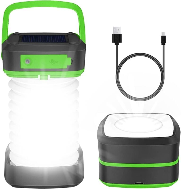 Solar Campinglampe, Wiederaufladbare Campinglampe Faltbare Campinglampe LED Camping Laterne 3 Beleuchtungsmodi IP44 Wass...