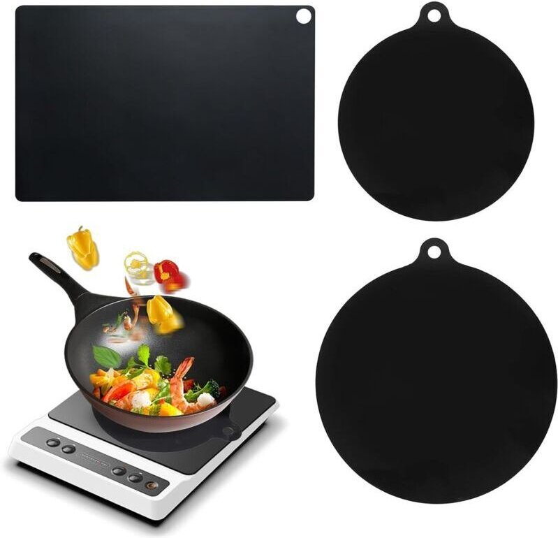 Induktionskochfeldmatten, 3-teiliges Induktionskochfeld-Schutzset, wiederverwendbare Induktionskochfeldmatten zum Schutz...