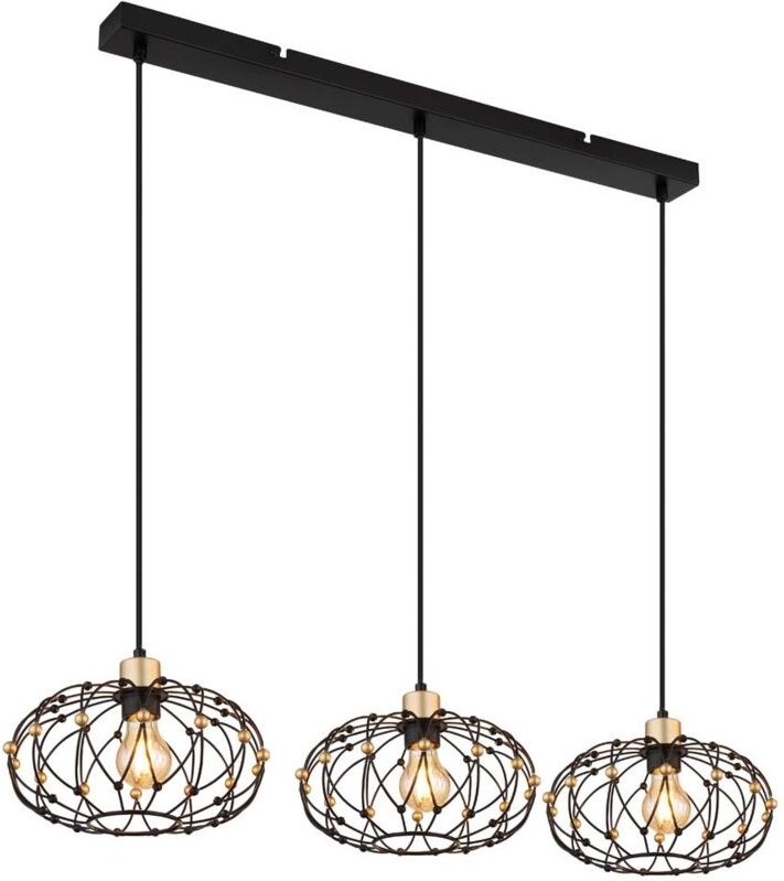 Pendelleuchte Hängeleuchte Deckenleuchte schwarz goldfarben 3-flammig H 150 cm