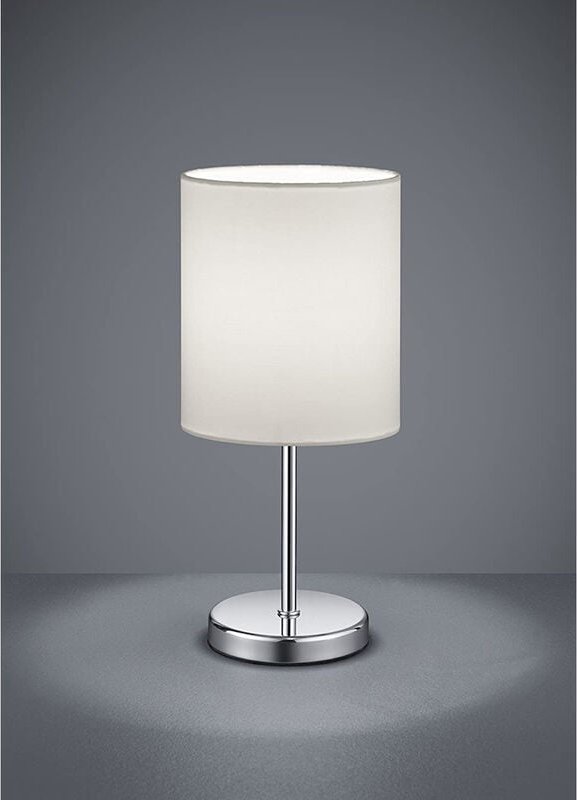 Trio Lighting - Tischleuchte jerry 1 flammig Chrom Stoffschirm in Weiß, 28cm hoch