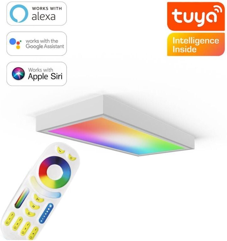 RGB+CCT LED Panel 60x30cm inkl. MiBoxer Smarthomesteuerung 24W 24V Rahmen weiß - Panelmontage: Aufbaurahmen Click weiß