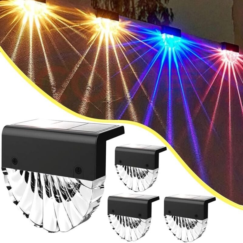 Solar-LED-Wandleuchten für den Außenbereich, 4er-Pack Wegleuchten, farbwechselnde LED-Solarleuchten für den Außenbereich...