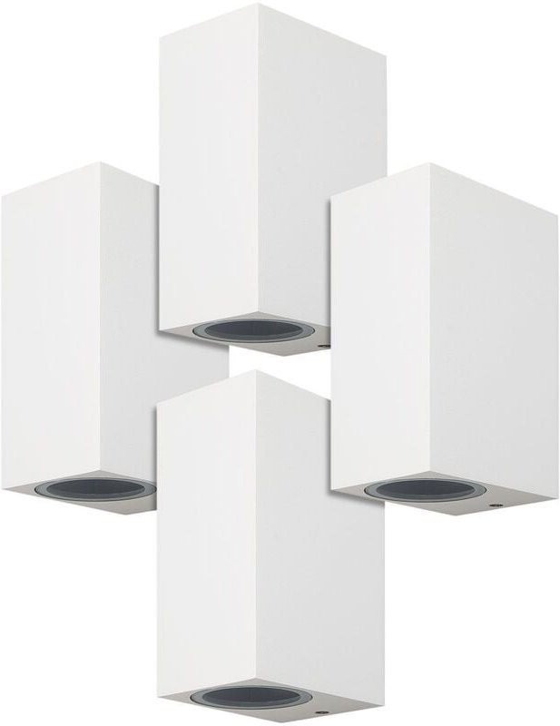 Thumbnail - Arum Lighting - Set mit 4 rechteckigen weißen MANATHAN-Wandleuchten für den Außenbereich, 2x GU10 IP54