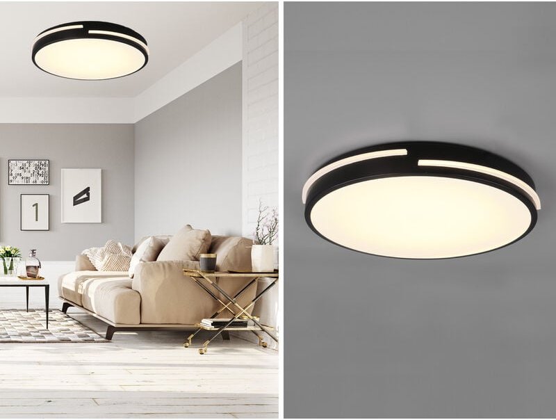 Reality - led Deckenleuchte tacoma Schwarz dimmbar Lichtfarbe einstellbar, ø 40cm
